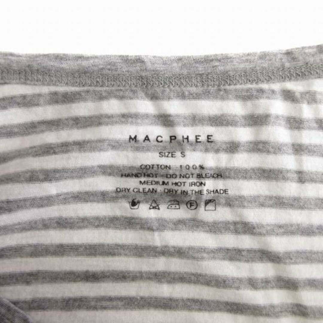 MACPHEE(マカフィー)のマカフィー タグ付き Tシャツ ボーダー 長袖 グレー 白 S ■AD ■002 レディースのトップス(Tシャツ(長袖/七分))の商品写真