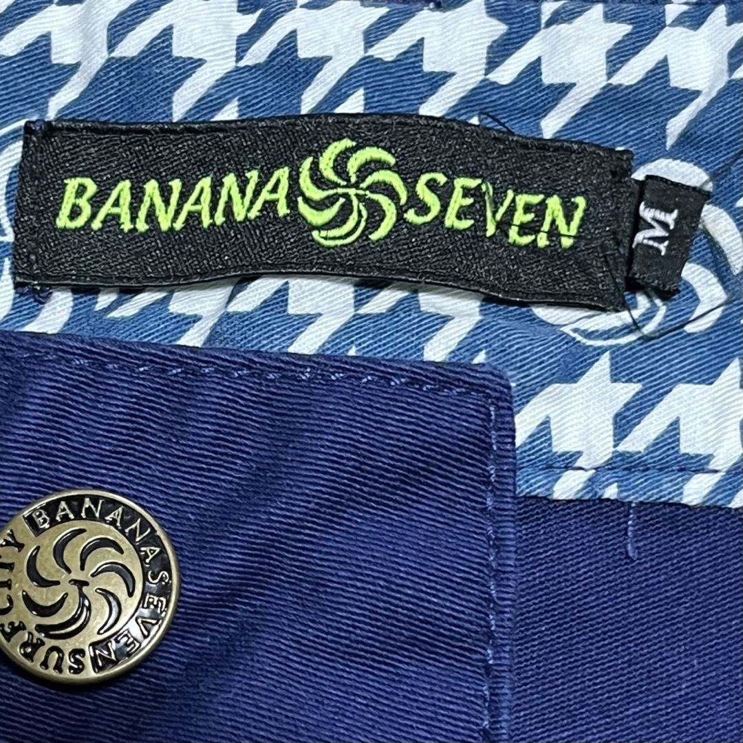 877*7(BANANA SEVEN)(バナナセブン)のBANANA SEVEN メンズ ハーフパンツ ネイビー Mサイズ 刺繍 ロゴ  メンズのパンツ(ショートパンツ)の商品写真