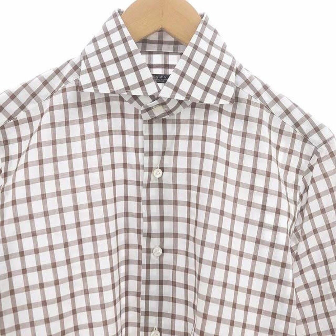 BARBA(バルバ)のバルバ BARBA チェック柄 カッタウェイ シャツ 長袖 38/15 茶色 メンズのトップス(シャツ)の商品写真