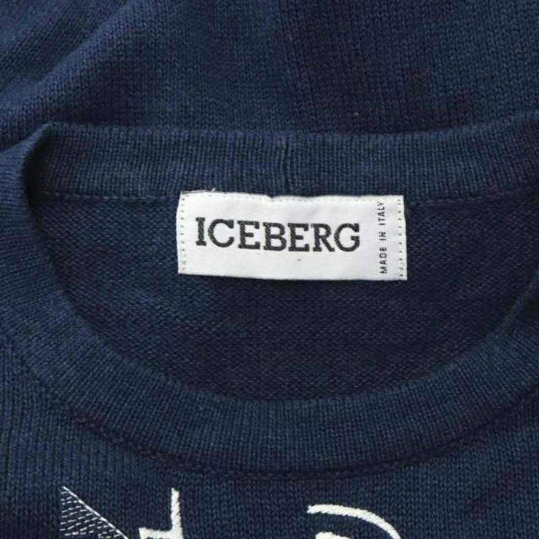 ICEBERG(アイスバーグ)のアイスバーグ 猫刺繍 ビッグシルエット ニット セーター 長袖 40 M 紺 レディースのトップス(ニット/セーター)の商品写真