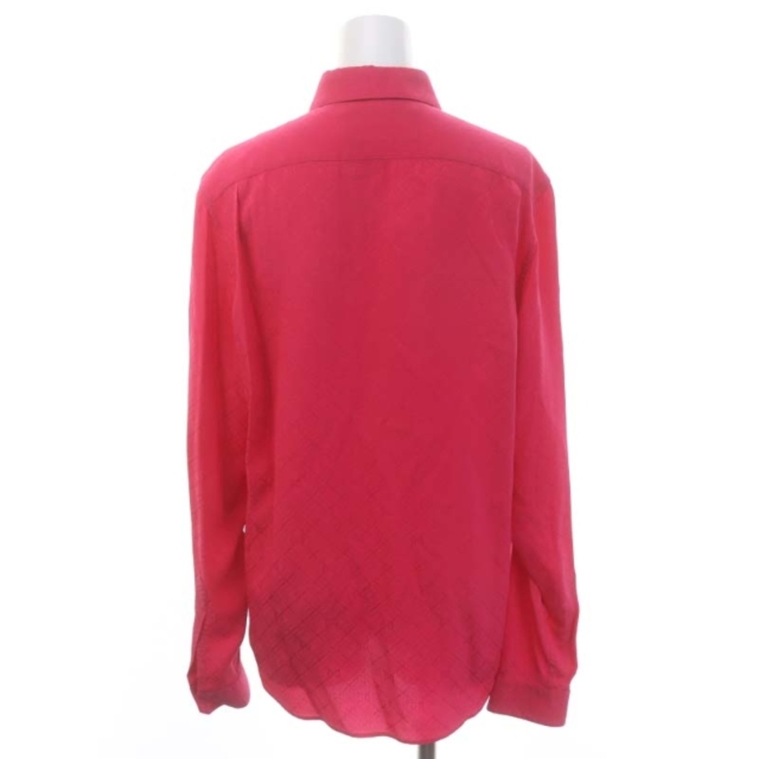 Gucci(グッチ)のグッチ GGチェックシルククレープシャツ 長袖 くるみボタン42 M ピンク レディースのトップス(シャツ/ブラウス(長袖/七分))の商品写真