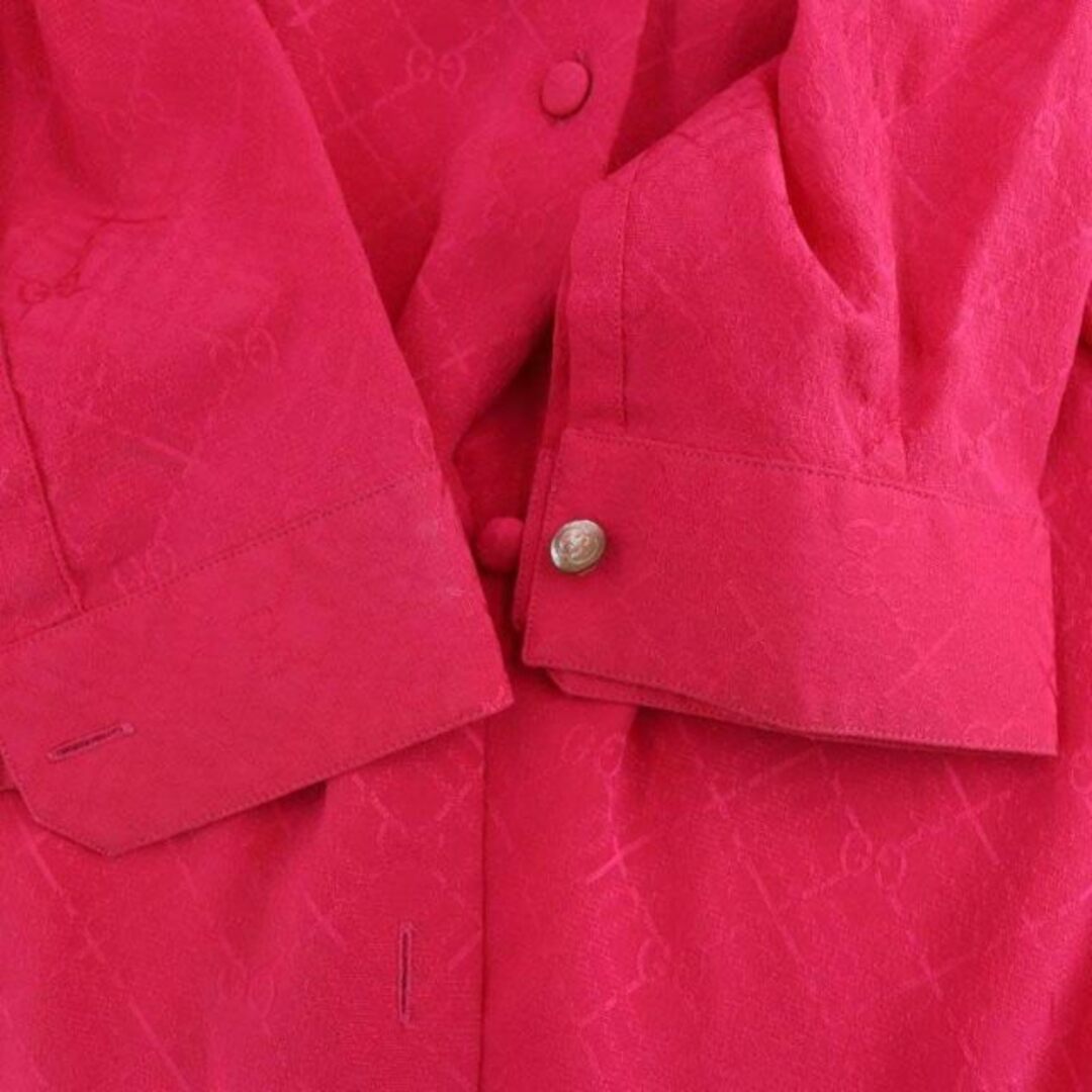 Gucci(グッチ)のグッチ GGチェックシルククレープシャツ 長袖 くるみボタン42 M ピンク レディースのトップス(シャツ/ブラウス(長袖/七分))の商品写真