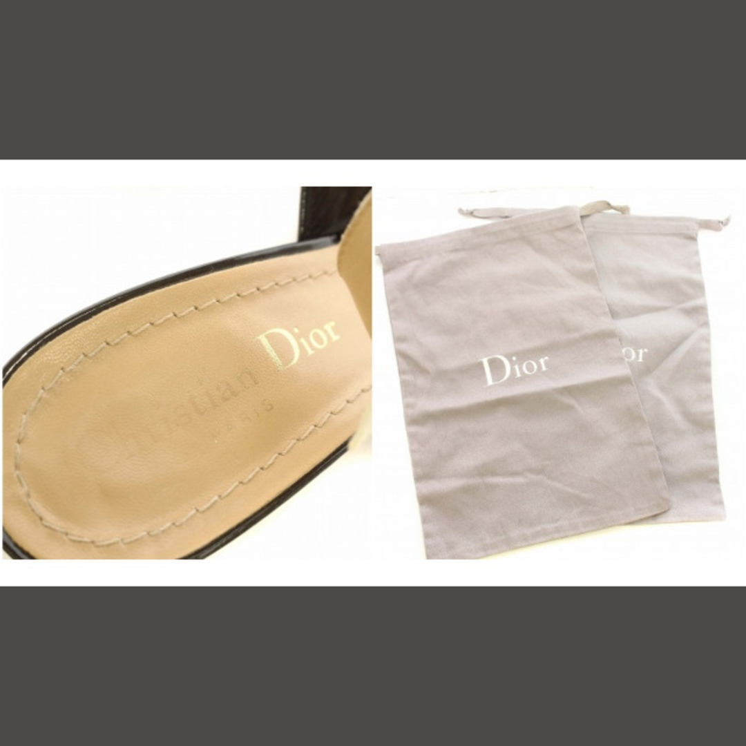 Christian Dior(クリスチャンディオール)のディオール Dior ミュール エナメル加工 ポインテッドトゥ 23.5 黒 レディースの靴/シューズ(ミュール)の商品写真