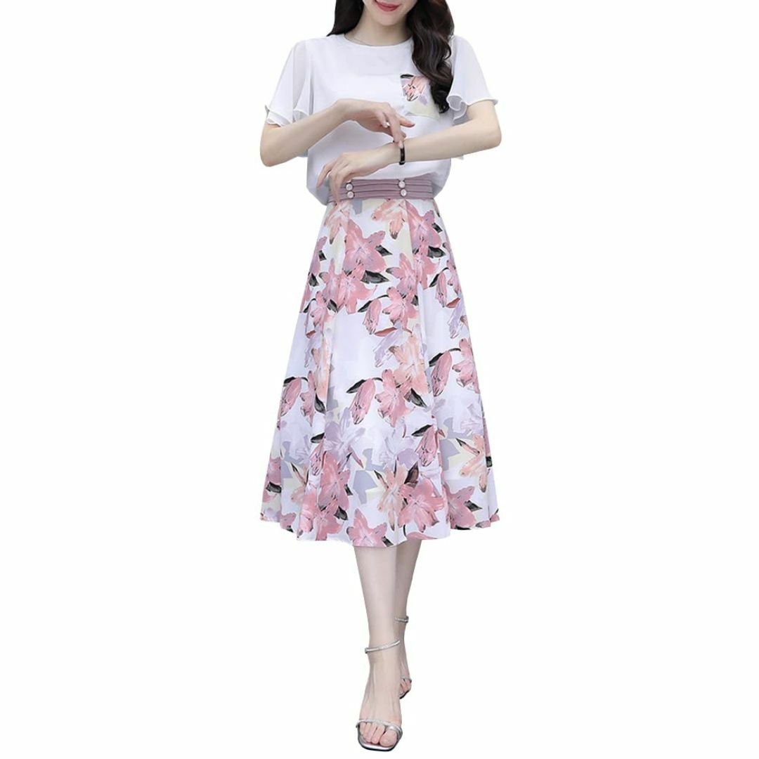 【色: ピンク】[ＸＩＮＹＩＪ] セットアップ レディース 夏 花柄スカート 半 レディースのファッション小物(その他)の商品写真