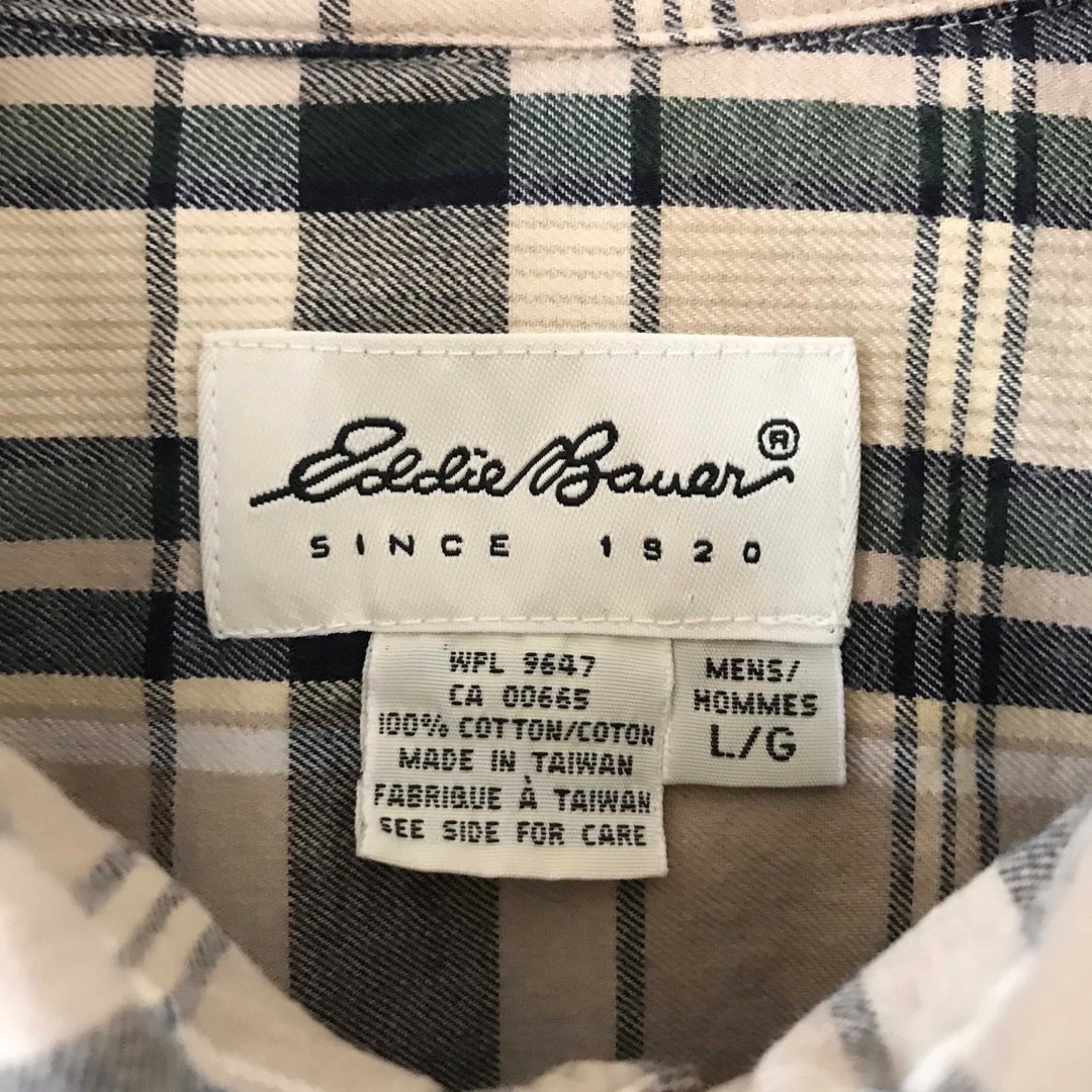 Eddie Bauer(エディーバウアー)の90s台湾製/白タグ★エディーバウアー★半袖BDビッグシャツ★ベージュチェック  メンズのトップス(シャツ)の商品写真