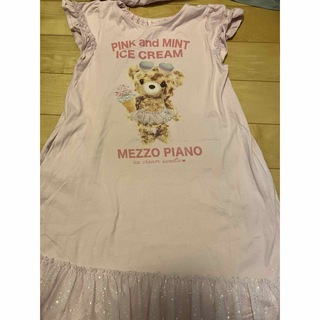 メゾピアノ(mezzo piano)のメゾピアノ  ピンク　レース　クマ　ワンピース　140(ワンピース)