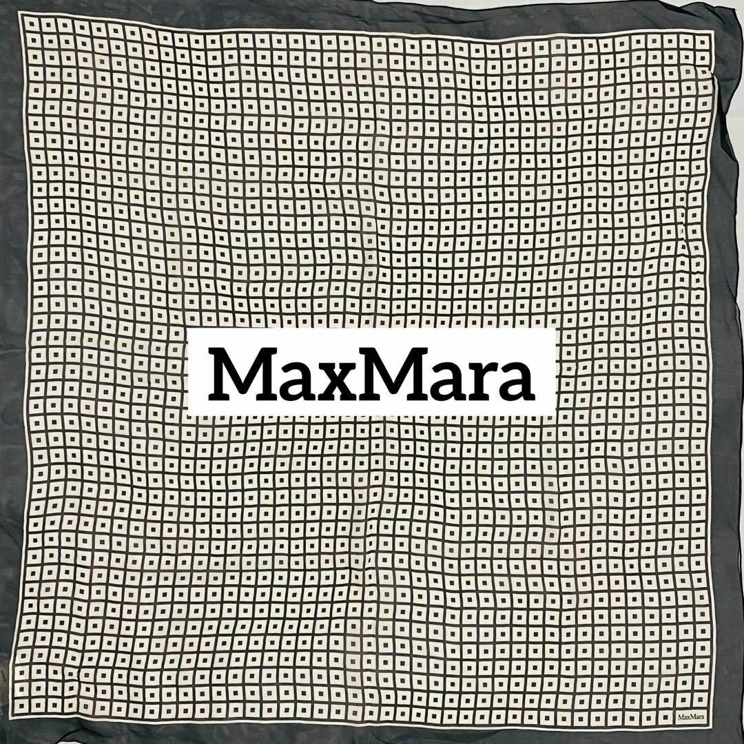 Max Mara(マックスマーラ)の★Max Mara★ スカーフ シフォン チェック シルク ブラック ホワイト レディースのファッション小物(バンダナ/スカーフ)の商品写真