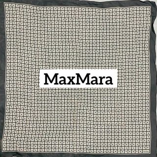 マックスマーラ(Max Mara)の★Max Mara★ スカーフ シフォン チェック シルク ブラック ホワイト(バンダナ/スカーフ)