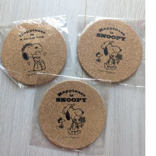 スヌーピー(SNOOPY)のSNOOPY　コルクコースター　３枚(テーブル用品)