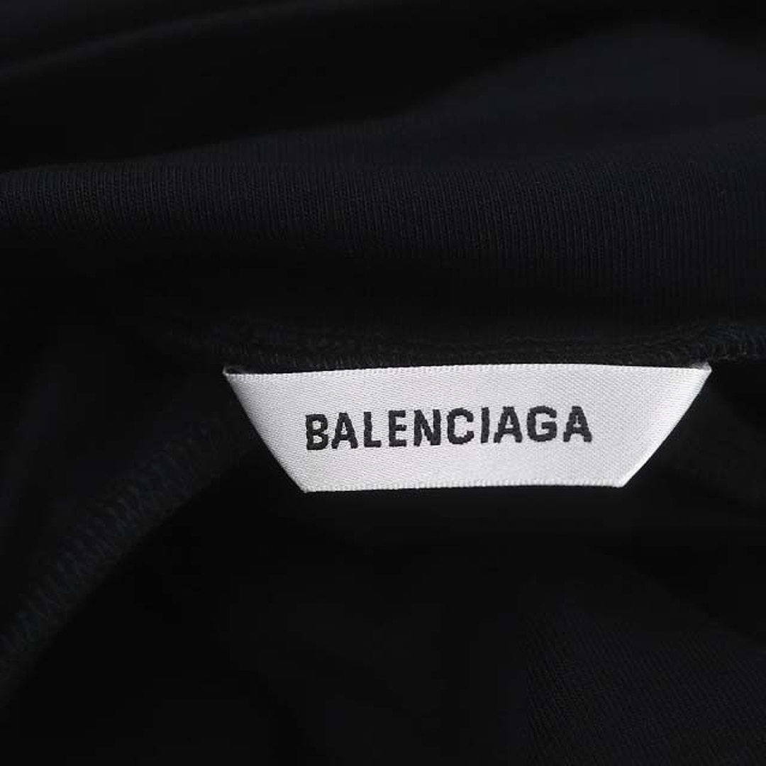 Balenciaga(バレンシアガ)のバレンシアガ ロゴ刺繍 ハイネック カットソー 長袖 M 黒 白 641566 レディースのトップス(カットソー(長袖/七分))の商品写真