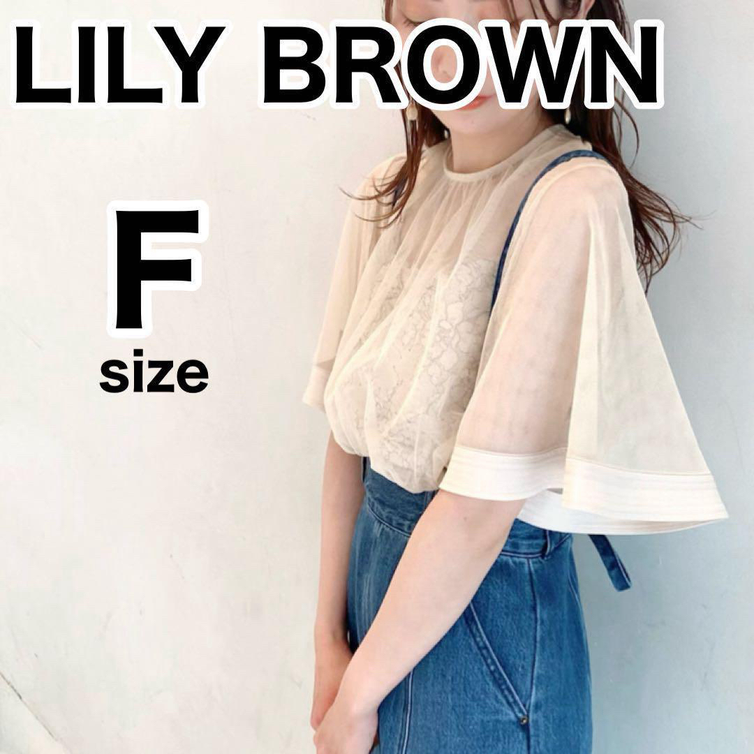 Lily Brown(リリーブラウン)の♡超美品♡サイズF リリーブラウン レースインナー付チュールトップス OWHT レディースのトップス(シャツ/ブラウス(半袖/袖なし))の商品写真