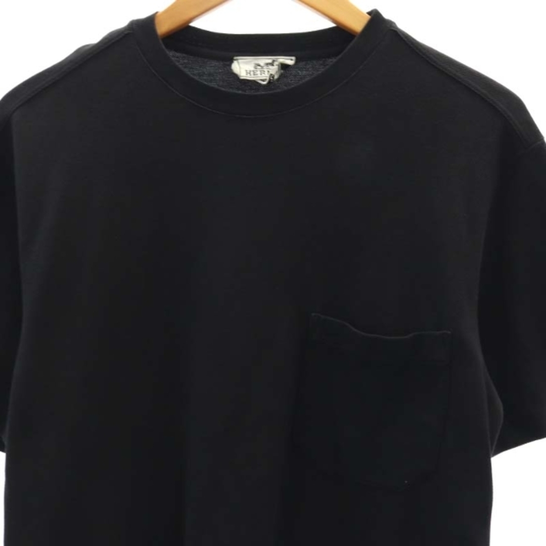 Hermes(エルメス)のエルメス Hロゴ刺繍 鹿の子 半袖Tシャツ カットソー コットン M 黒 メンズのトップス(Tシャツ/カットソー(半袖/袖なし))の商品写真
