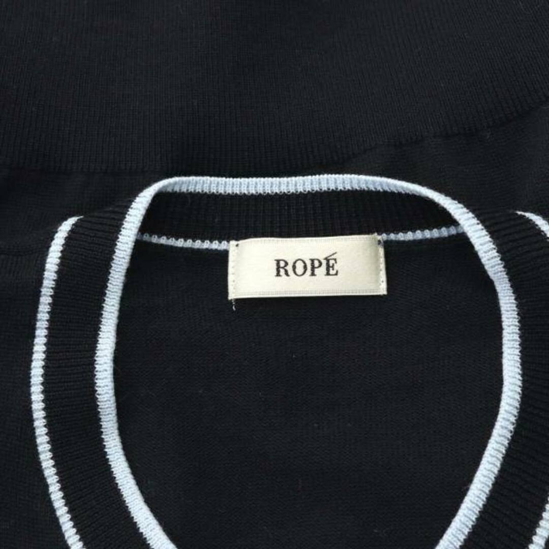 ROPE’(ロペ)のロペ ハイゲージウォッシャブル5分袖ニット クルーネックカーディガン F 紺 レディースのトップス(アンサンブル)の商品写真