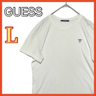 ゲス(GUESS)のGUESS 半袖 Tシャツ 白 ホワイト ワッペン ロゴ 無地 Lサイズ(Tシャツ/カットソー(半袖/袖なし))