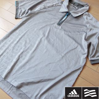 アディダス(adidas)の美品 S アディダスゴルフ メンズ 半袖ポロシャツ グレー(ウエア)