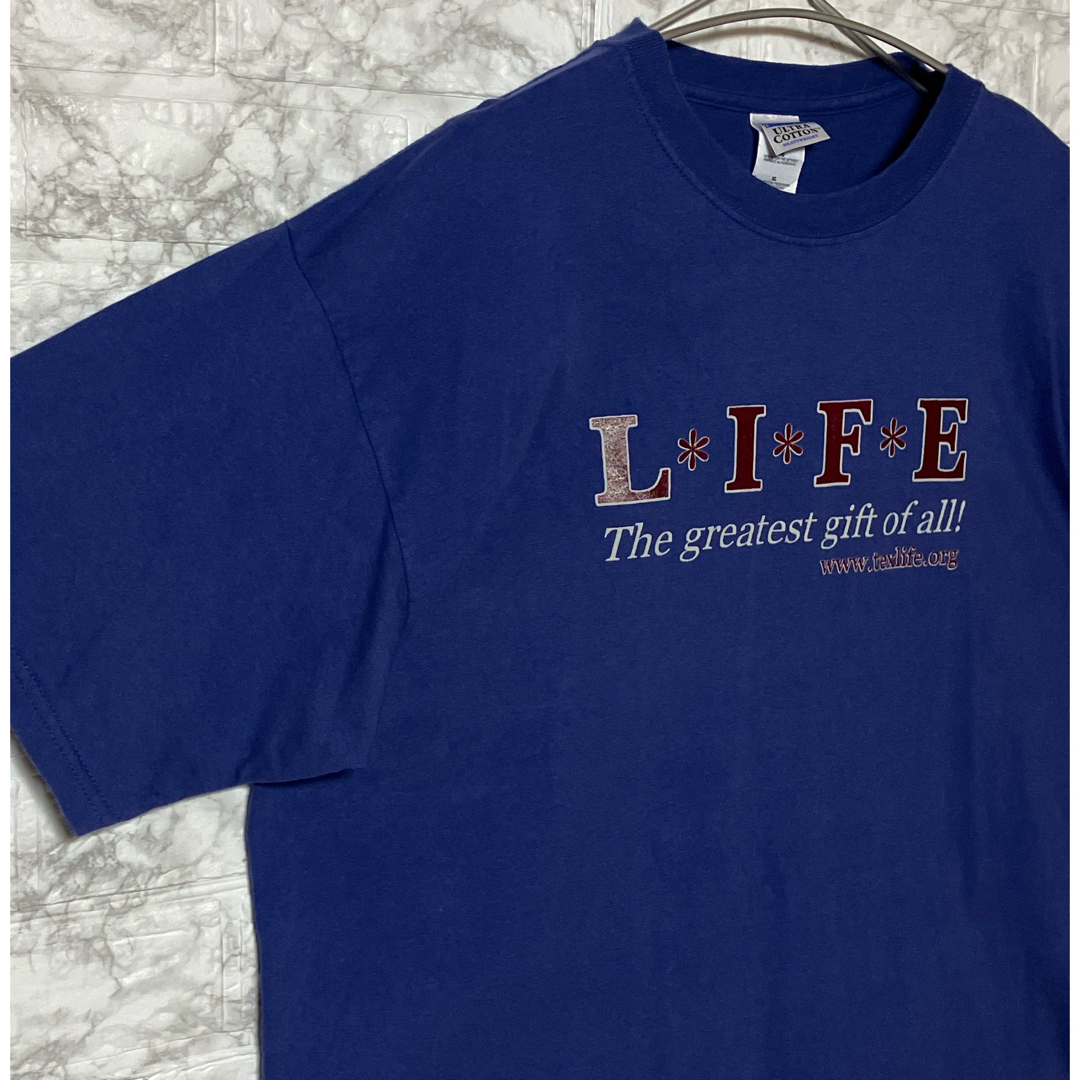 GILDAN(ギルタン)のアメリカ古着 フロント文字プリント XLsize GILDAN ブルーTシャツ メンズのトップス(Tシャツ/カットソー(半袖/袖なし))の商品写真