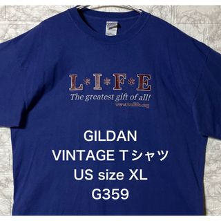 ギルタン(GILDAN)のアメリカ古着 フロント文字プリント XLsize GILDAN ブルーTシャツ(Tシャツ/カットソー(半袖/袖なし))