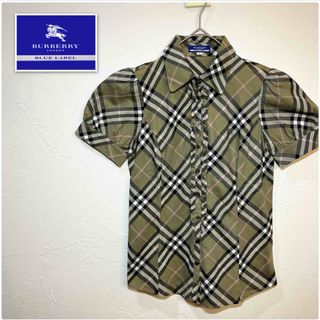 バーバリーブルーレーベル(BURBERRY BLUE LABEL)のBURBERRY ノバチェック 38 バーバリーブルーレーベル アンゴラ シャツ(シャツ/ブラウス(半袖/袖なし))