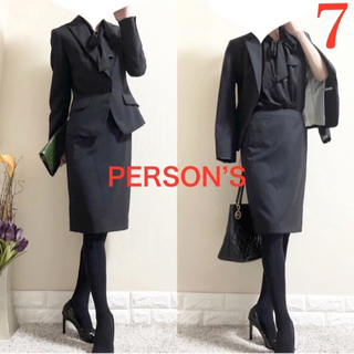 PERSON'S - パーソンズ　7 S スタイルUP　スーツ  黒 通年　シャドーストライプ　通勤