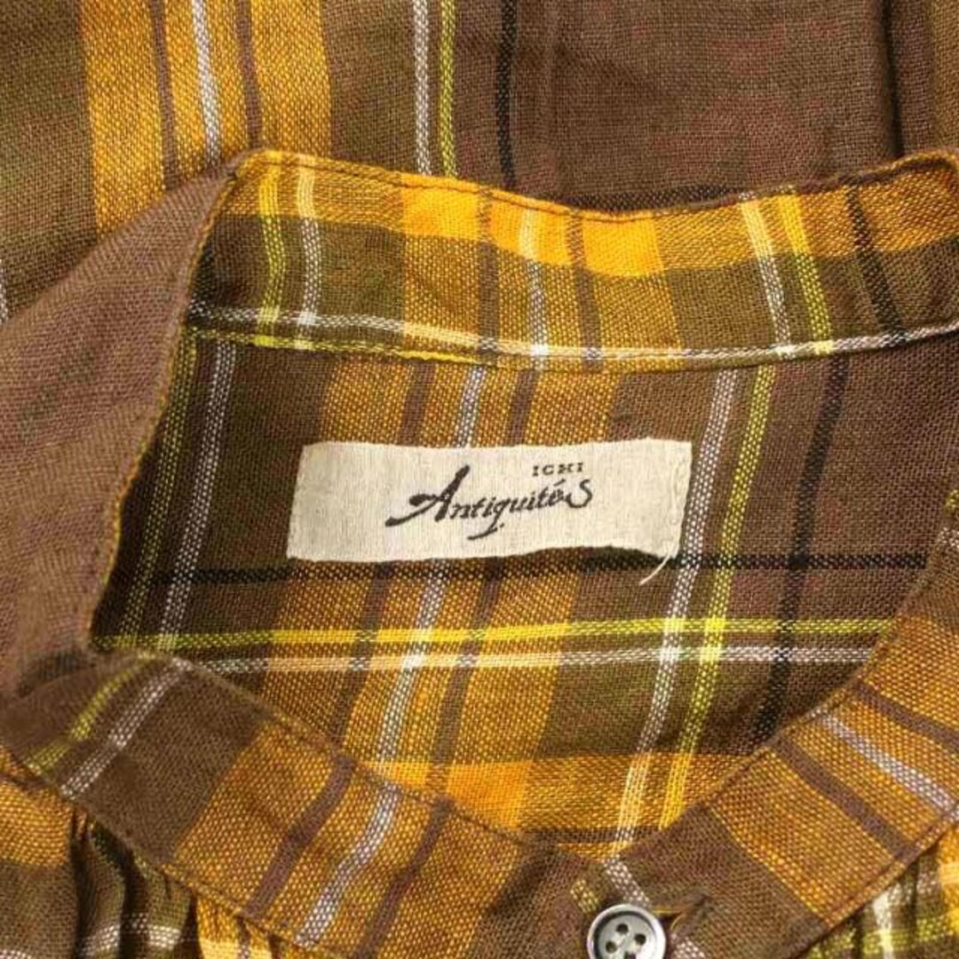 イチ Antiquites シャツ ブラウス 長袖 チェック 茶 オレンジ 黄色 レディースのトップス(シャツ/ブラウス(長袖/七分))の商品写真