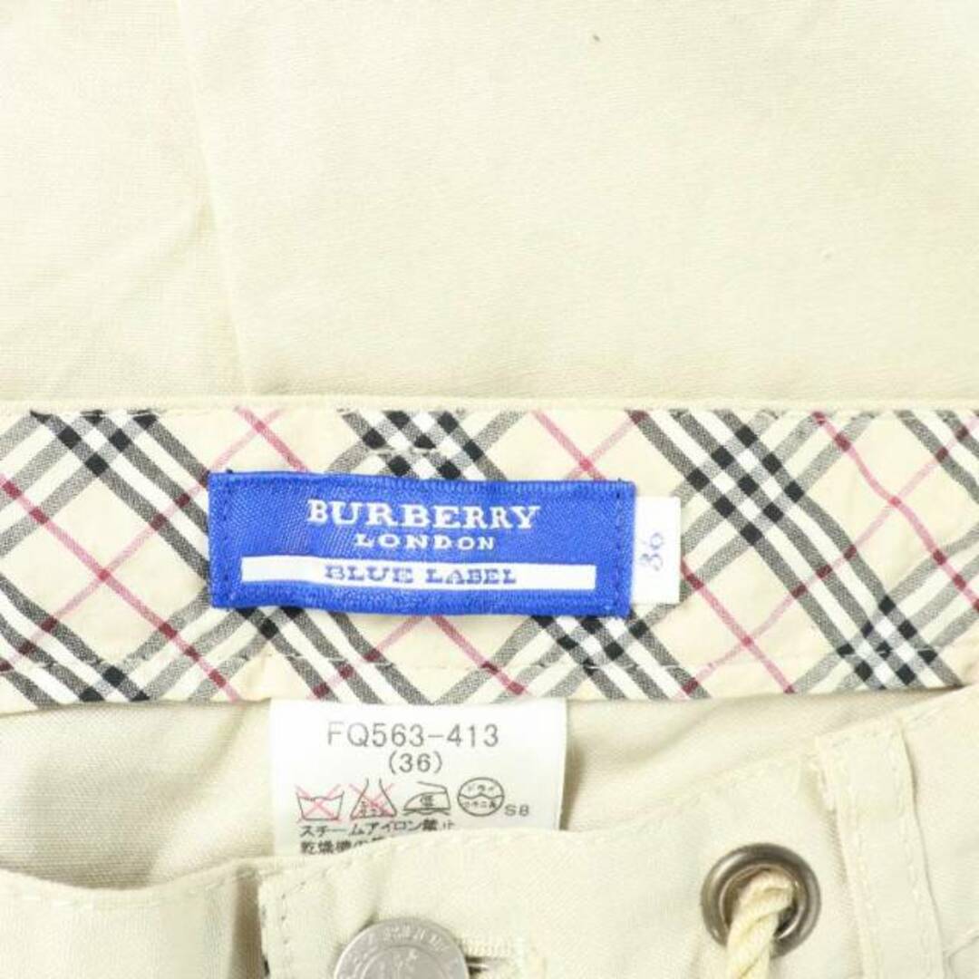 BURBERRY BLUE LABEL(バーバリーブルーレーベル)のバーバリーブルーレーベル カーゴパンツ 裏地ノバチェック ロゴボタン XS レディースのパンツ(その他)の商品写真