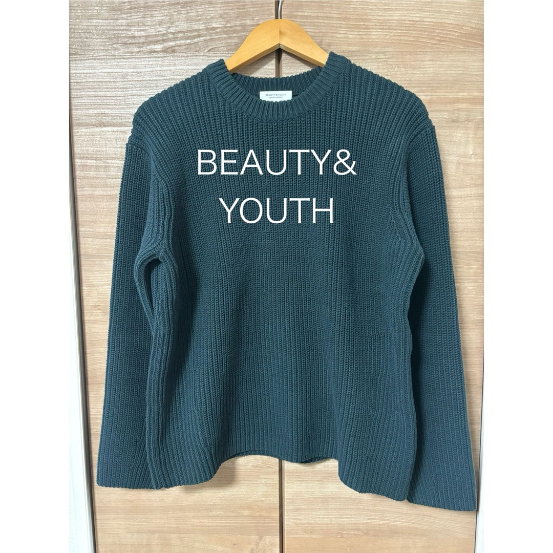 BEAUTY&YOUTH UNITED ARROWS(ビューティアンドユースユナイテッドアローズ)のBEAUTY&YOUTH   ニット　グリーン　Mサイズ メンズのトップス(ニット/セーター)の商品写真