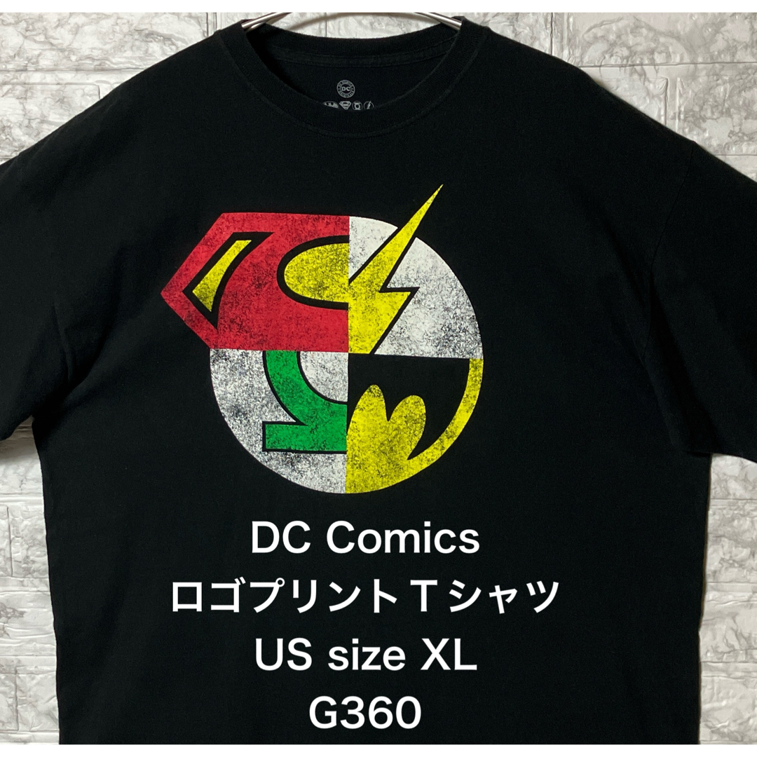 VINTAGE(ヴィンテージ)のUSA古着 DC COMICS ロゴプリント XLsize ブラックTシャツ メンズのトップス(Tシャツ/カットソー(半袖/袖なし))の商品写真