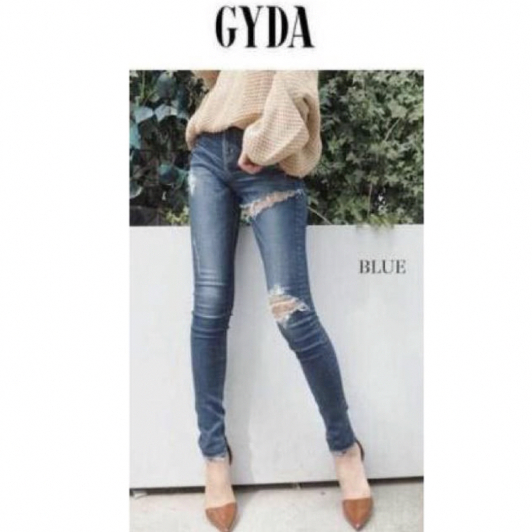 GYDA(ジェイダ)のGYDA ダメージスキニーデニム ブラック　size S レディースのパンツ(デニム/ジーンズ)の商品写真