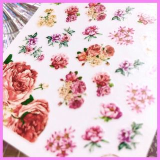 ラス1♡そのまま貼れる フラワー ブーケ ネイル【新品♡ローズ】ステッカー 薔薇(ネイル用品)