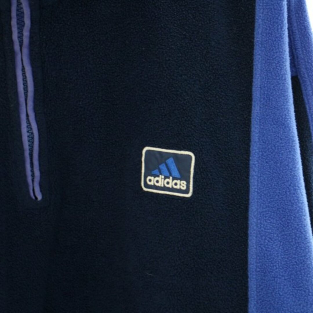 adidas(アディダス)のadidas フリースジャケット プルオーバー ハーフジップ ロゴ刺繍 L 紺 メンズのジャケット/アウター(ブルゾン)の商品写真