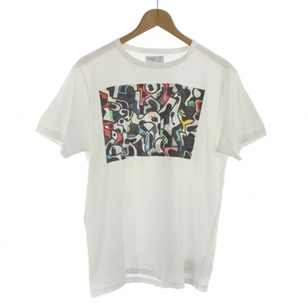 Agnes b. homme Tシャツ カットソー プリント 半袖 1 S 白 メンズのトップス(Tシャツ/カットソー(半袖/袖なし))の商品写真