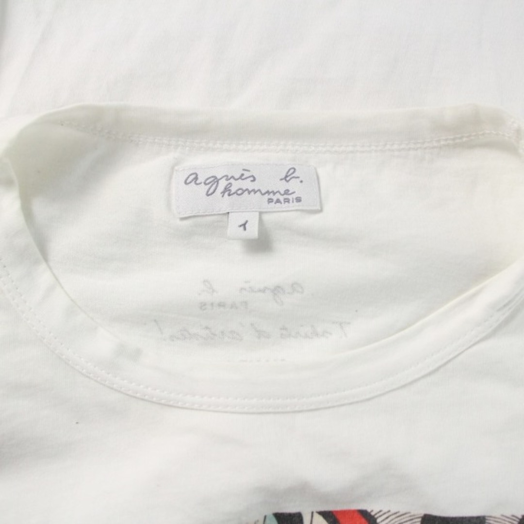 Agnes b. homme Tシャツ カットソー プリント 半袖 1 S 白 メンズのトップス(Tシャツ/カットソー(半袖/袖なし))の商品写真