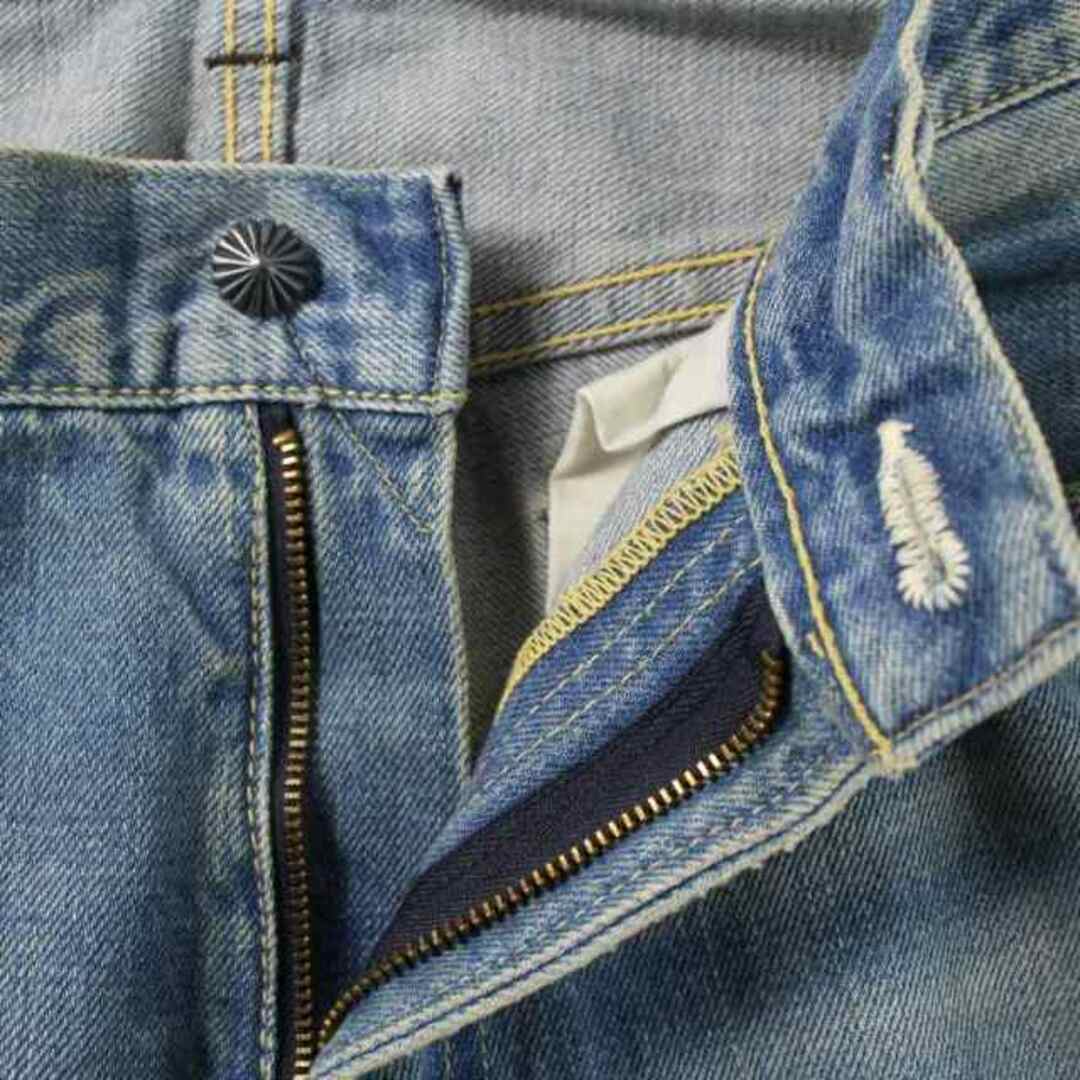 SEVESKIG デニムパンツ ジーンズ ダメージ加工 ウォッシュド加工 M 青 メンズのパンツ(デニム/ジーンズ)の商品写真