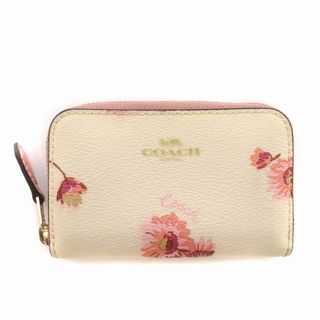 コーチ(COACH)のコーチ COACH 財布 小銭入れ コインケース 花柄 PVC 白 ピンク(コインケース)