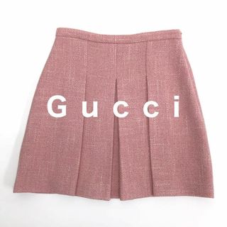 【未使用品】GUCCI ボックスプリーツスカート ツイード  ピンク サイズ42