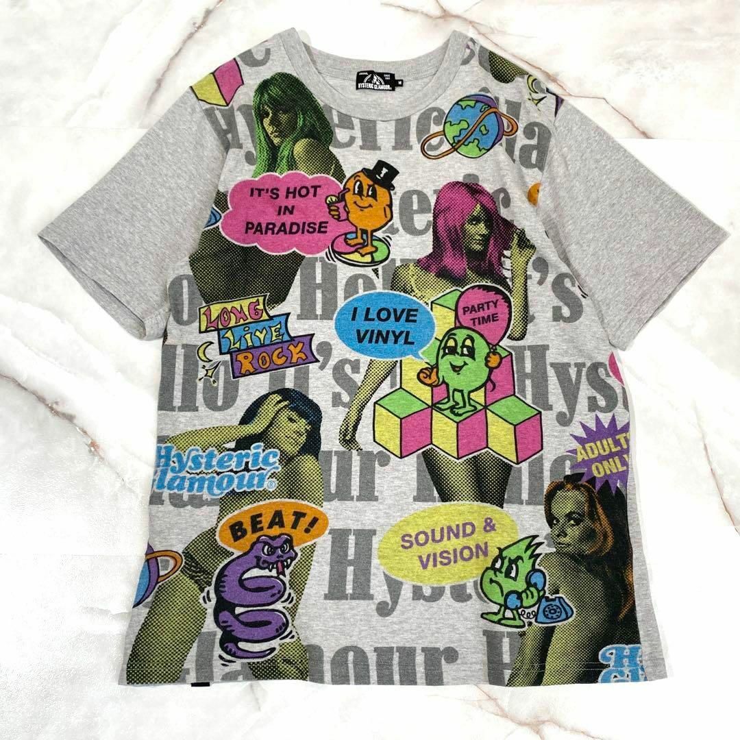 HYSTERIC GLAMOUR(ヒステリックグラマー)のA12565 ヒステリックグラマー　レトロキャラプリントT グレーM ヒスガール メンズのトップス(Tシャツ/カットソー(半袖/袖なし))の商品写真