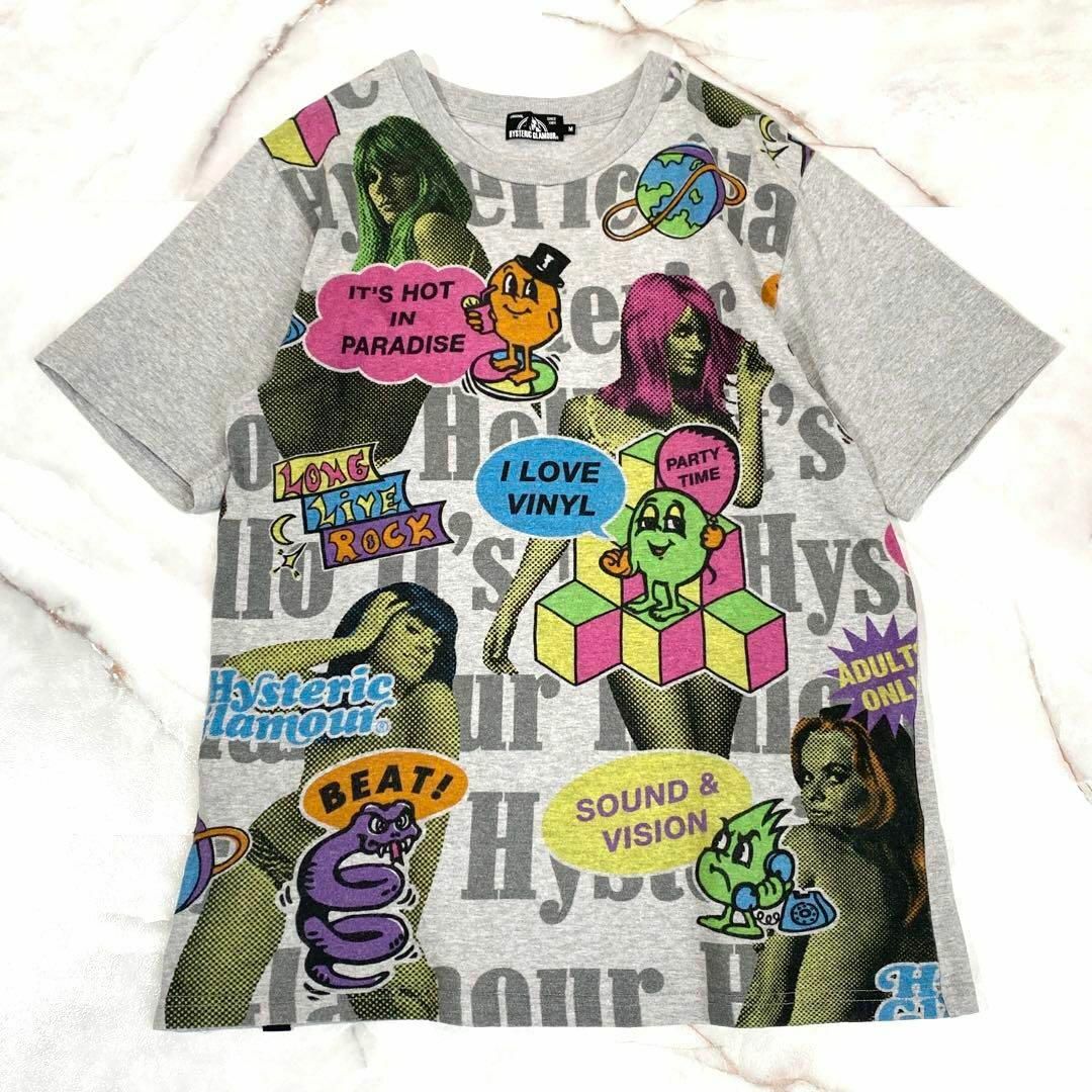 HYSTERIC GLAMOUR(ヒステリックグラマー)のA12565 ヒステリックグラマー　レトロキャラプリントT グレーM ヒスガール メンズのトップス(Tシャツ/カットソー(半袖/袖なし))の商品写真