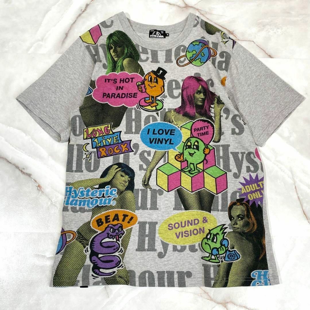 HYSTERIC GLAMOUR(ヒステリックグラマー)のA12565 ヒステリックグラマー　レトロキャラプリントT グレーM ヒスガール メンズのトップス(Tシャツ/カットソー(半袖/袖なし))の商品写真