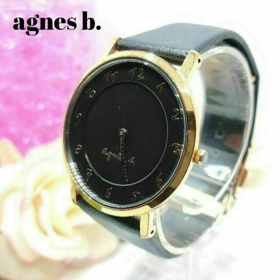 agnes b.(アニエスベー)のagnes b.　アニエスベー★レディース腕時計　シンプル　革ベルト　ブラック レディースのファッション小物(腕時計)の商品写真