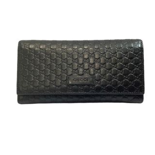 グッチ(Gucci)のグッチ（GUCCI）長財布　449396・493075 ブラック アウトレット品 マイクロGG シマ レザー 【中古】KB-8309(財布)