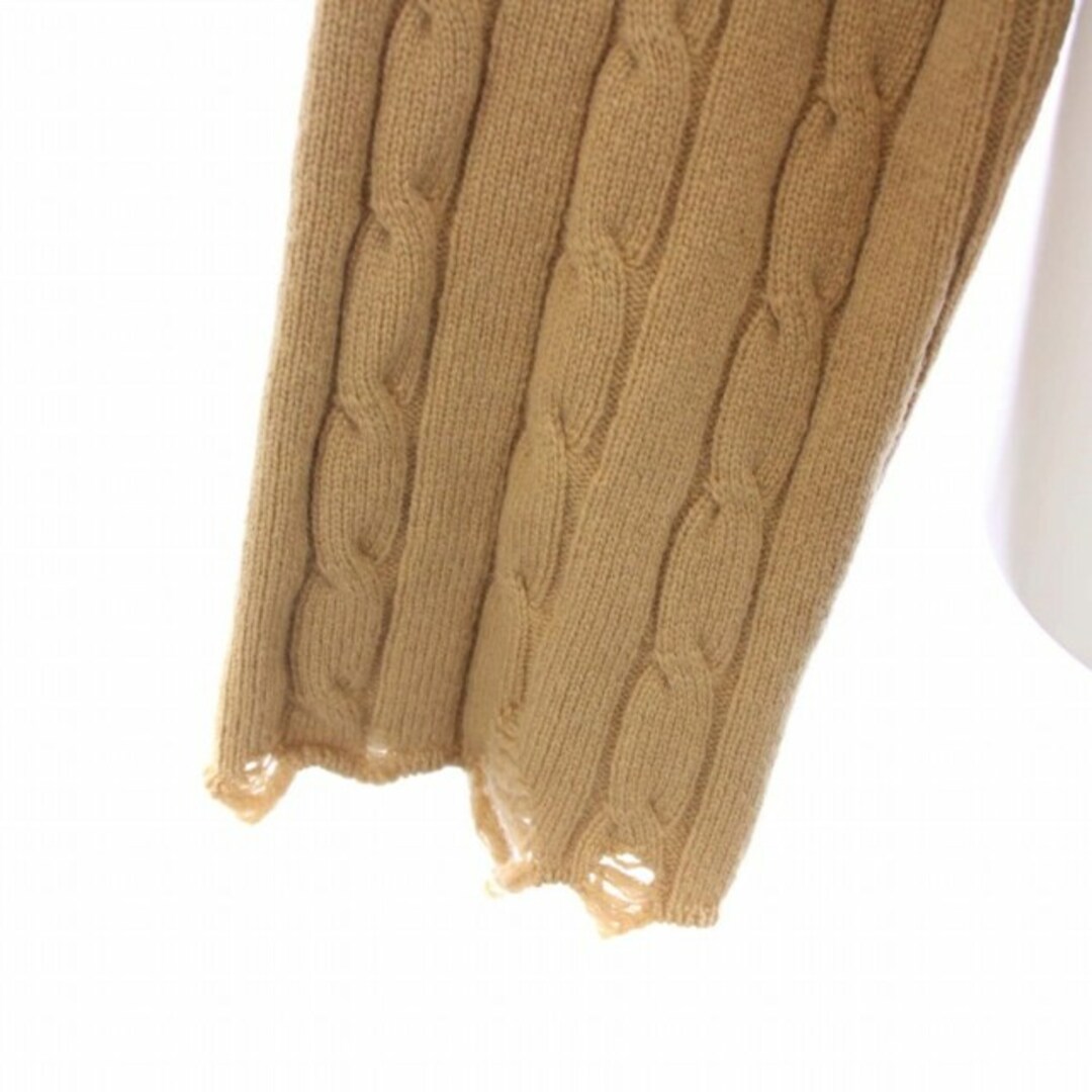 SEA(シー)のシー ダメージ ケーブルニット セーター 長袖 クルーネック F キャメル レディースのトップス(ニット/セーター)の商品写真