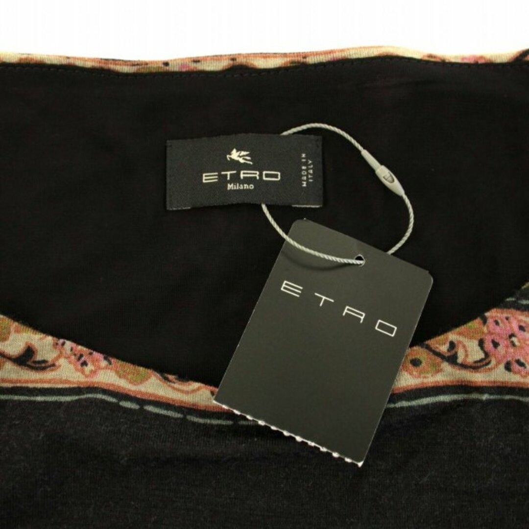 ETRO(エトロ)のエトロ ワンピース ひざ丈 長袖 花柄 ウール 38 S 黒 茶 ピンク レディースのワンピース(ひざ丈ワンピース)の商品写真