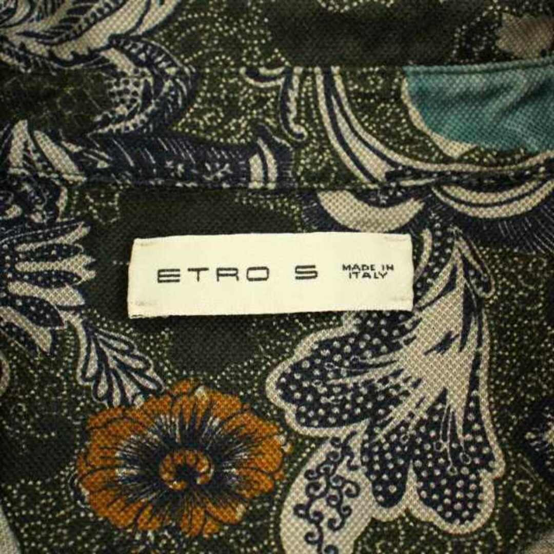 ETRO(エトロ)のエトロ ETRO ポロシャツ ハーフボタン 半袖 花柄 コットン S カーキ 紺 メンズのトップス(ポロシャツ)の商品写真