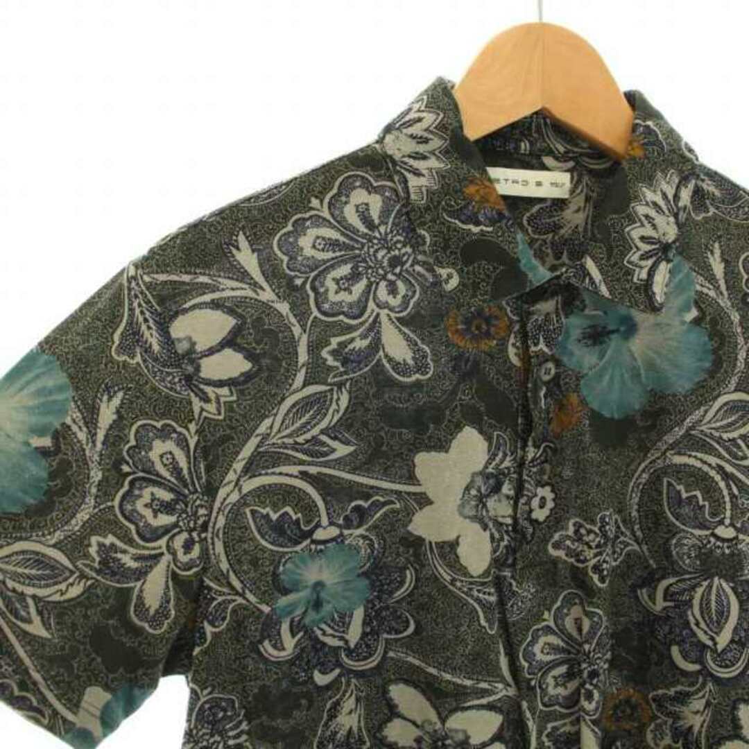 ETRO(エトロ)のエトロ ETRO ポロシャツ ハーフボタン 半袖 花柄 コットン S カーキ 紺 メンズのトップス(ポロシャツ)の商品写真