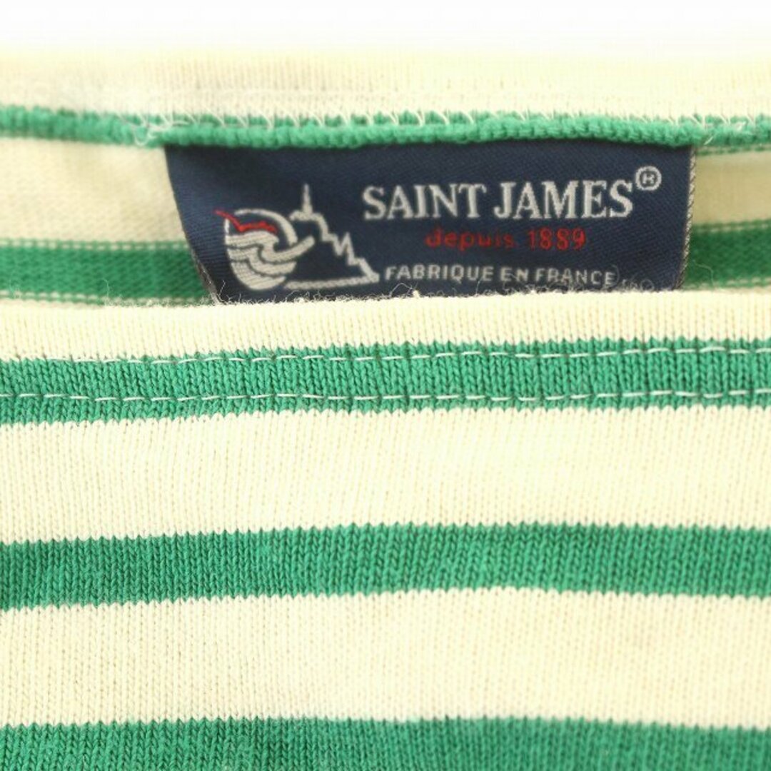 SAINT JAMES(セントジェームス)のSAINTJAMES バスクシャツ ボーダーボートネック 長袖 5 生成り 緑 メンズのトップス(Tシャツ/カットソー(七分/長袖))の商品写真