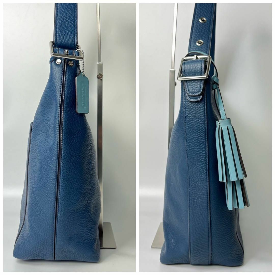 COACH(コーチ)の【美品】コーチ　レガシー　シボレザー　ブルー　ショルダーバッグ　タッセル レディースのバッグ(ショルダーバッグ)の商品写真