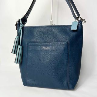 コーチ(COACH)の【美品】コーチ　レガシー　シボレザー　ブルー　ショルダーバッグ　タッセル(ショルダーバッグ)