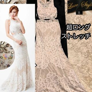 デイジーストア(dazzy store)の未使用ビジュー×ラインストーン付ウエスト見せノースリタイトマーメイドロングドレス(ナイトドレス)