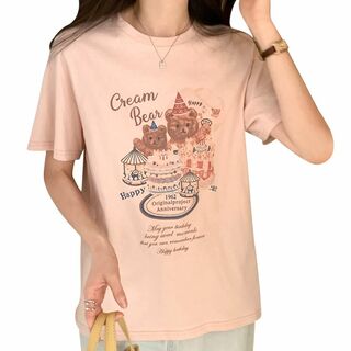 【色: ピンク】[MEME XTRA] Tシャツ レディース 半袖 綿 トップス(その他)