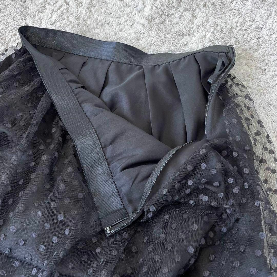 ANAYI(アナイ)の【美品】ANAYI アナイ ドット刺繍 チュール ティアードスカート 黒 36 レディースのスカート(ロングスカート)の商品写真